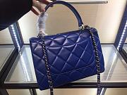 	 Kitlife Chanel Flap Bag With Top Handle Lambskin Blue with Silver Hardware - 25cm - 2