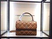 	 Kitlife Chanel Flap Bag With Top Handle Lambskin Brown with Silver Hardware - 25cm - 1