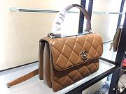 	 Kitlife Chanel Flap Bag With Top Handle Lambskin Brown with Silver Hardware - 25cm - 5