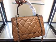 	 Kitlife Chanel Flap Bag With Top Handle Lambskin Brown with Silver Hardware - 25cm - 3