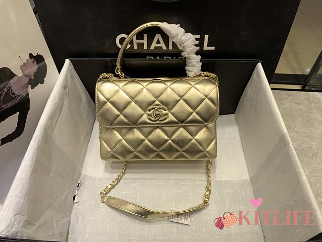 	 Kitlife Chanel Flap Bag With Top Handle Metalic Lambskin - 25cm - 1