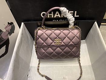 	 Kitlife Chanel Flap Bag With Top Handle Metalic Purple Lambskin - 25cm