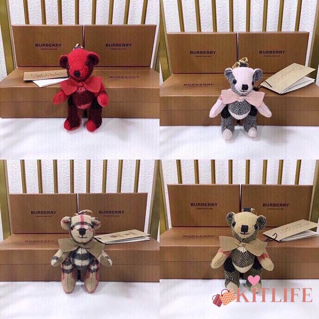 	 Kitlife Burberry Metallic Cashmere Vintage Check Ribbon Thomas Bear Keychain (4 colors) - 1