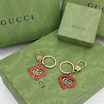 Kitlife Gucci Red Crystal Heart Shape Keychain (2 tones of gold)