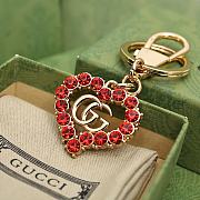 Kitlife Gucci Red Crystal Heart Shape Keychain (2 tones of gold) - 3