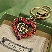 Kitlife Gucci Red Crystal Heart Shape Keychain (2 tones of gold) - 2