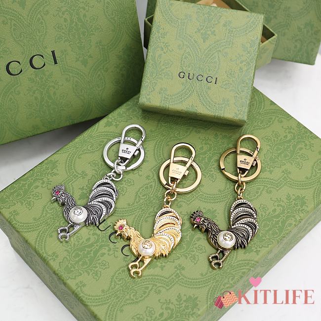 	 Kitlife Gucci Crystal Embellished Rooster Keychain (3 colors) - 1