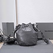 Kitlife Balenciaga Le Cagole XS Bucket Bag Metallized With Rhinestones Grey - 15X20X18cm - 2