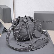 Kitlife Balenciaga Le Cagole XS Bucket Bag Metallized With Rhinestones Grey - 15X20X18cm - 6