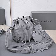 	 Kitlife Balenciaga Le Cagole XS Bucket Bag Metallized With Rhinestones Light Grey - 15X20X18cm - 2