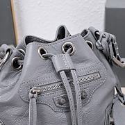 	 Kitlife Balenciaga Le Cagole XS Bucket Bag Metallized With Rhinestones Light Grey - 15X20X18cm - 4