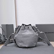 	 Kitlife Balenciaga Le Cagole XS Bucket Bag Metallized With Rhinestones Light Grey - 15X20X18cm - 5