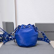 	 Kitlife Balenciaga Le Cagole XS Bucket Bag Metallized With Rhinestones Blue - 15X20X18cm - 4