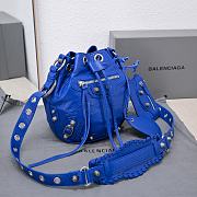 	 Kitlife Balenciaga Le Cagole XS Bucket Bag Metallized With Rhinestones Blue - 15X20X18cm - 5