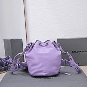 	 Kitlife Balenciaga Le Cagole XS Bucket Bag Metallized With Rhinestones Purple - 15X20X18cm - 5