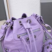 	 Kitlife Balenciaga Le Cagole XS Bucket Bag Metallized With Rhinestones Purple - 15X20X18cm - 4