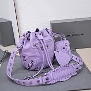 	 Kitlife Balenciaga Le Cagole XS Bucket Bag Metallized With Rhinestones Purple - 15X20X18cm - 2