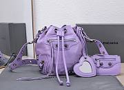 	 Kitlife Balenciaga Le Cagole XS Bucket Bag Metallized With Rhinestones Purple - 15X20X18cm - 1