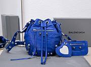 	 Kitlife Balenciaga Le Cagole XS Bucket Bag Metallized With Rhinestones Blue - 15X20X18cm - 1