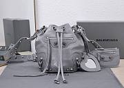 	 Kitlife Balenciaga Le Cagole XS Bucket Bag Metallized With Rhinestones Light Grey - 15X20X18cm - 1