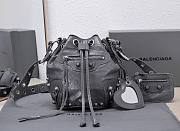 Kitlife Balenciaga Le Cagole XS Bucket Bag Metallized With Rhinestones Grey - 15X20X18cm - 1