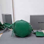 Kitlife Balenciaga Le Cagole XS Bucket Bag Metallized With Rhinestones Green - 15X20X18cm - 6