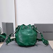 Kitlife Balenciaga Le Cagole XS Bucket Bag Metallized With Rhinestones Green - 15X20X18cm - 5