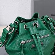 Kitlife Balenciaga Le Cagole XS Bucket Bag Metallized With Rhinestones Green - 15X20X18cm - 4