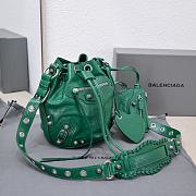 Kitlife Balenciaga Le Cagole XS Bucket Bag Metallized With Rhinestones Green - 15X20X18cm - 3