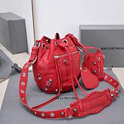 Kitlife Balenciaga Le Cagole XS Bucket Bag Metallized With Rhinestones Red - 15X20X18cm - 6