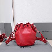 Kitlife Balenciaga Le Cagole XS Bucket Bag Metallized With Rhinestones Red - 15X20X18cm - 4