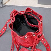 Kitlife Balenciaga Le Cagole XS Bucket Bag Metallized With Rhinestones Red - 15X20X18cm - 3