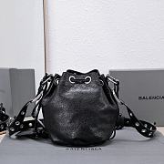 Kitlife Balenciaga Le Cagole XS Bucket Bag Metallized With Rhinestones Black - 15X20X18cm - 4