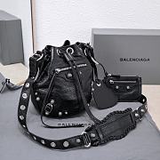 Kitlife Balenciaga Le Cagole XS Bucket Bag Metallized With Rhinestones Black - 15X20X18cm - 3