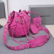 Kitlife Balenciaga Le Cagole XS Bucket Bag Metallized With Rhinestones Pink - 15X20X18cm - 6