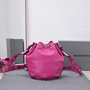 Kitlife Balenciaga Le Cagole XS Bucket Bag Metallized With Rhinestones Pink - 15X20X18cm - 2