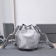 Kitlife Balenciaga Le Cagole XS Bucket Bag Metallized With Rhinestones Light Silver - 15X20X18cm - 5