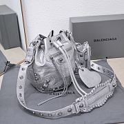 Kitlife Balenciaga Le Cagole XS Bucket Bag Metallized With Rhinestones Light Silver - 15X20X18cm - 2