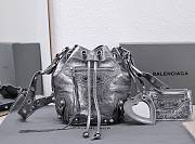 	 Kitlife Balenciaga Le Cagole XS Bucket Bag Metallized With Rhinestones Light Dark Silver - 15X20X18cm - 1