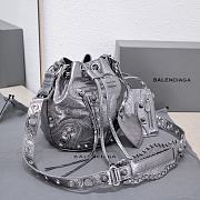 	 Kitlife Balenciaga Le Cagole XS Bucket Bag Metallized With Rhinestones Light Dark Silver - 15X20X18cm - 2