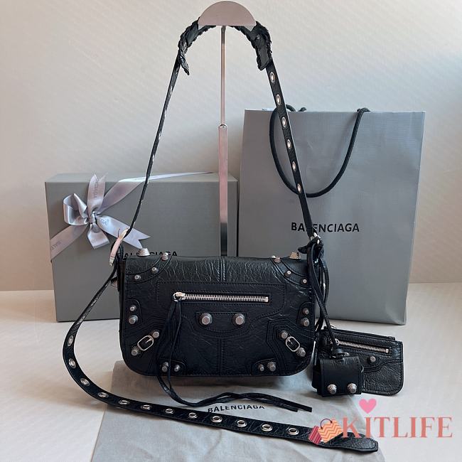 KITLIFE BALENCIAGA MEN'S LE CAGOLE MEN XS FLAP BAG IN BLACK - 24X14X5CM - 1