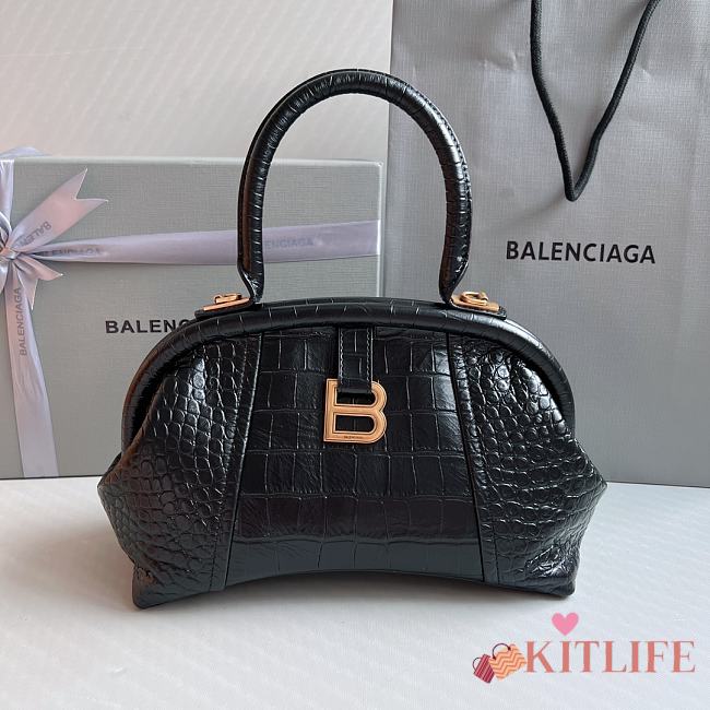 Kitlife Balenciaga Editor S leather Crocodile Embossed black bag - 27x15.5x11cm - 1