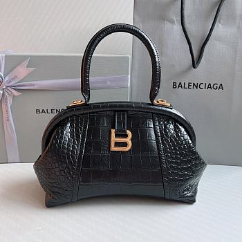 Kitlife Balenciaga Editor S leather Crocodile Embossed black bag - 27x15.5x11cm