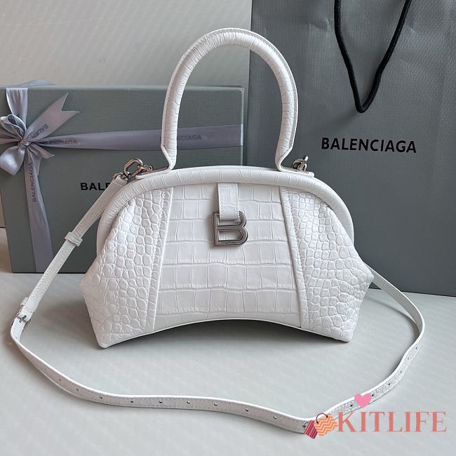 	 Kitlife Balenciaga Editor S leather Crocodile Embossed white bag - 27x15.5x11cm - 1