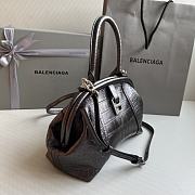 	 Kitlife Balenciaga Editor S leather Crocodile Embossed dark silver bag - 27x15.5x11cm - 6