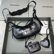 	 Kitlife Balenciaga Le Cagole XS Shoulder Bag All Black Crocodile Embossed - 26×7×16cm - 6