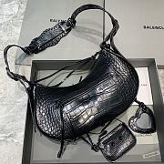 	 Kitlife Balenciaga Le Cagole Small Shoulder Bag All Black Crocodile Embossed - 33x16x8 cm - 2