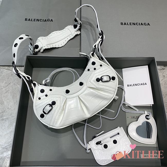 	 Kitlife Balenciaga Le Cagole XS Shoulder White Bag Black Hardware - 26×7×16cm - 1