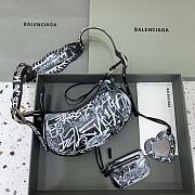 	 Kitlife Balenciaga Le Cagole XS Black Graffiti Lambskin Shoulder Bag - 26×7×16cm - 4