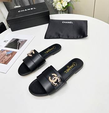 Kitlife Chanel logo CC Slides Black 000